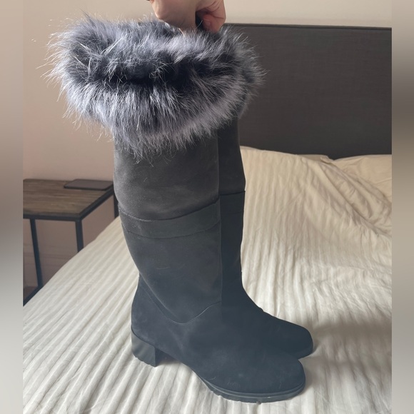 Stuart Weitzman Heel Boots with Furry Trim - Picture 7 of 10